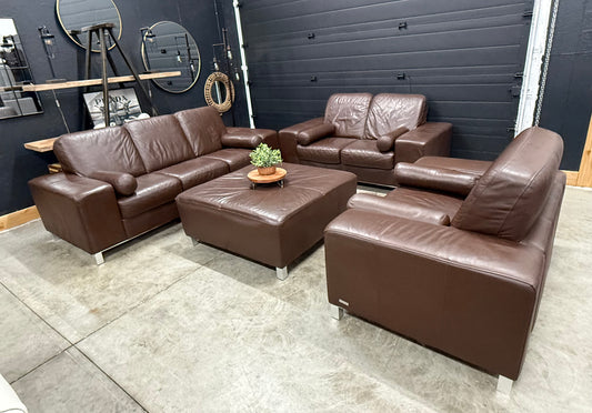 Palliser Brown Genuine Leather 4 Piece Sofa Set