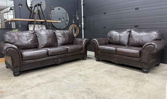 Ashley Genuine Leather Sofa Set