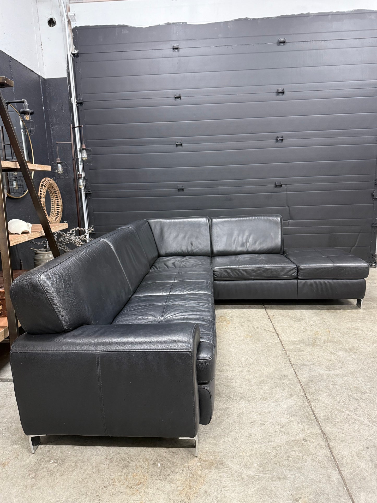 Scan Design Genuine Black Leather Sectional